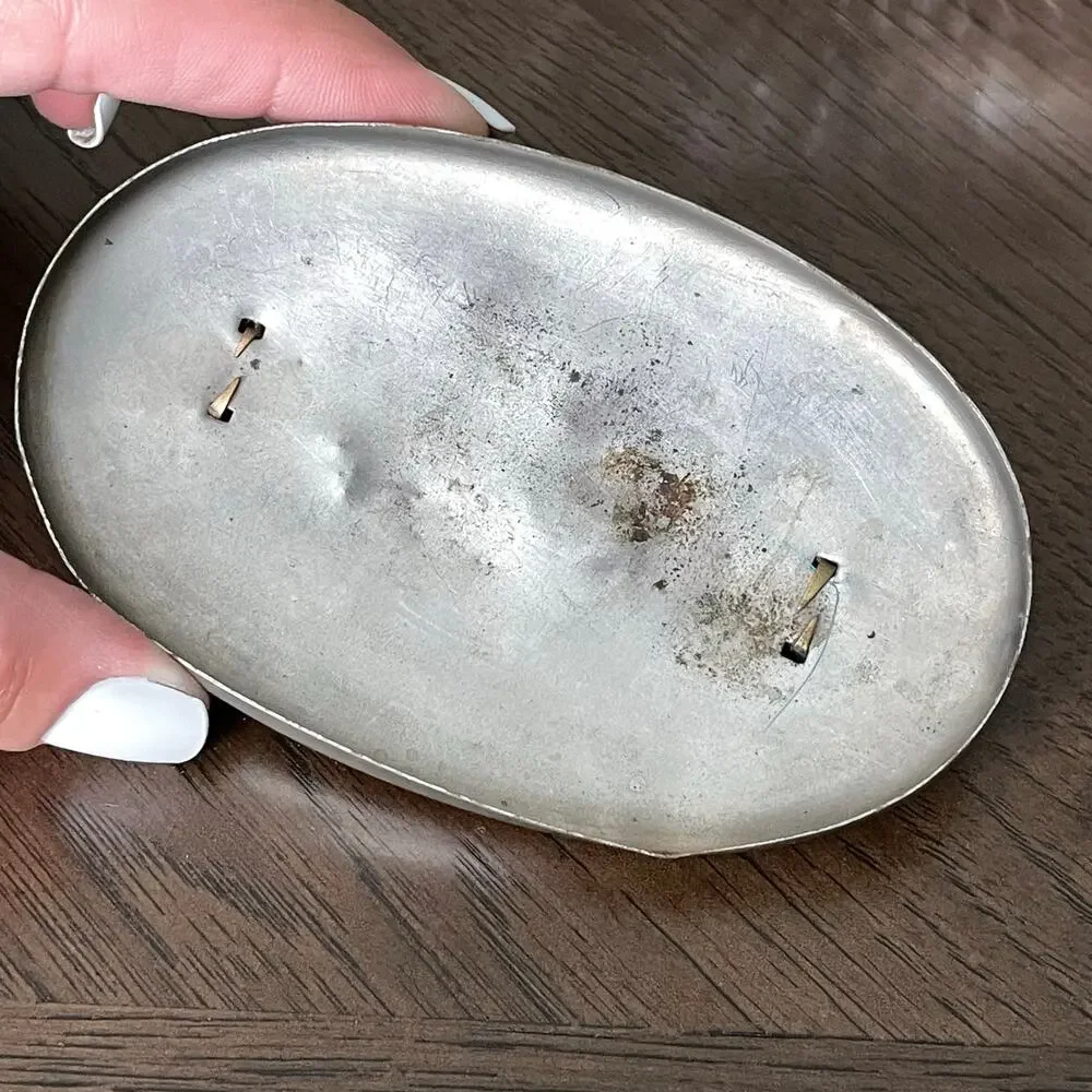 Vintage Art Nouveau Glass Trinket Dish with Metal Lid Vanity Jar Floral Design
